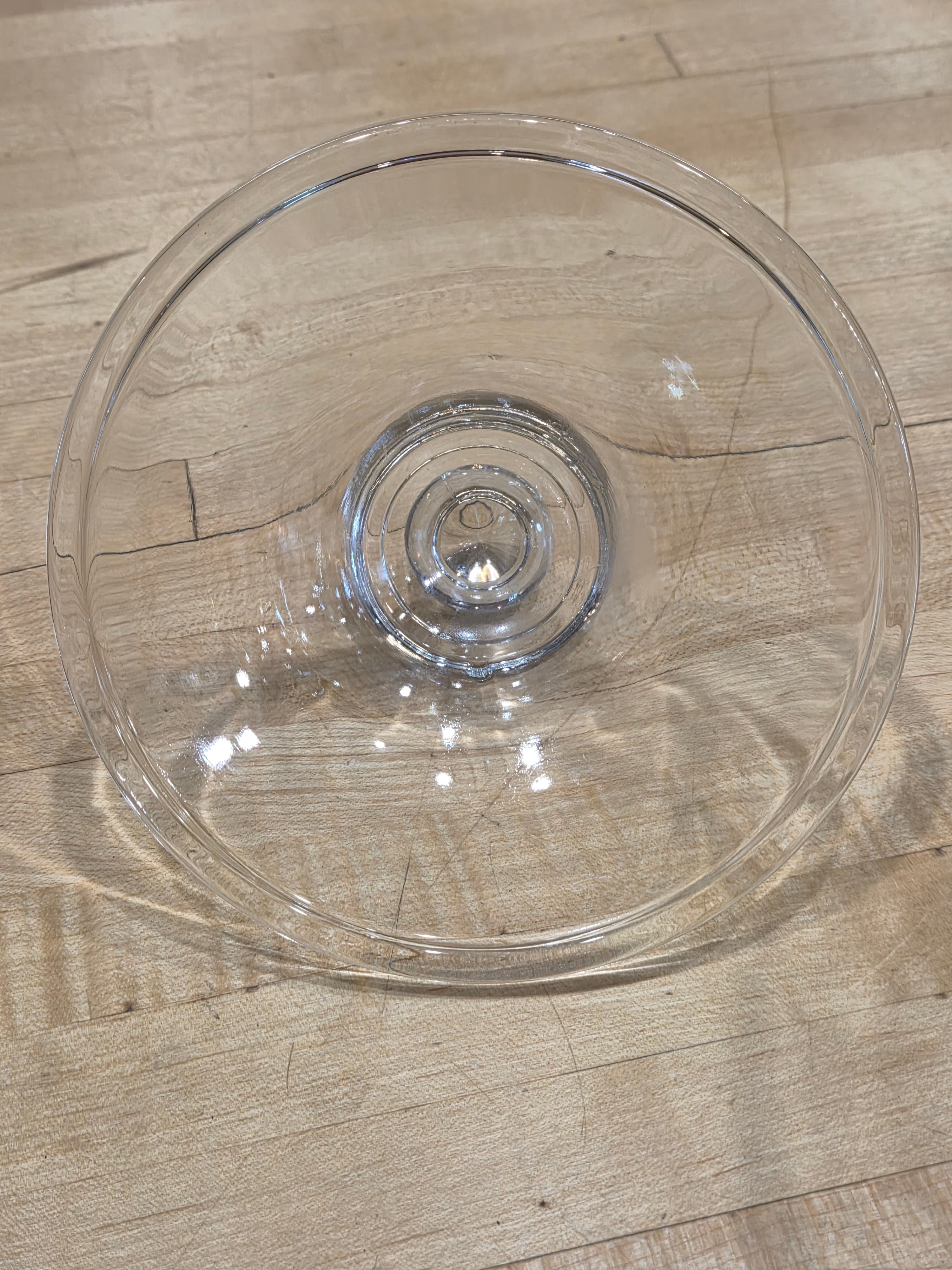 Vintage Mid Century Modern Clear Glass Covered Compote Ball Stem Lid - Thumbnail 6