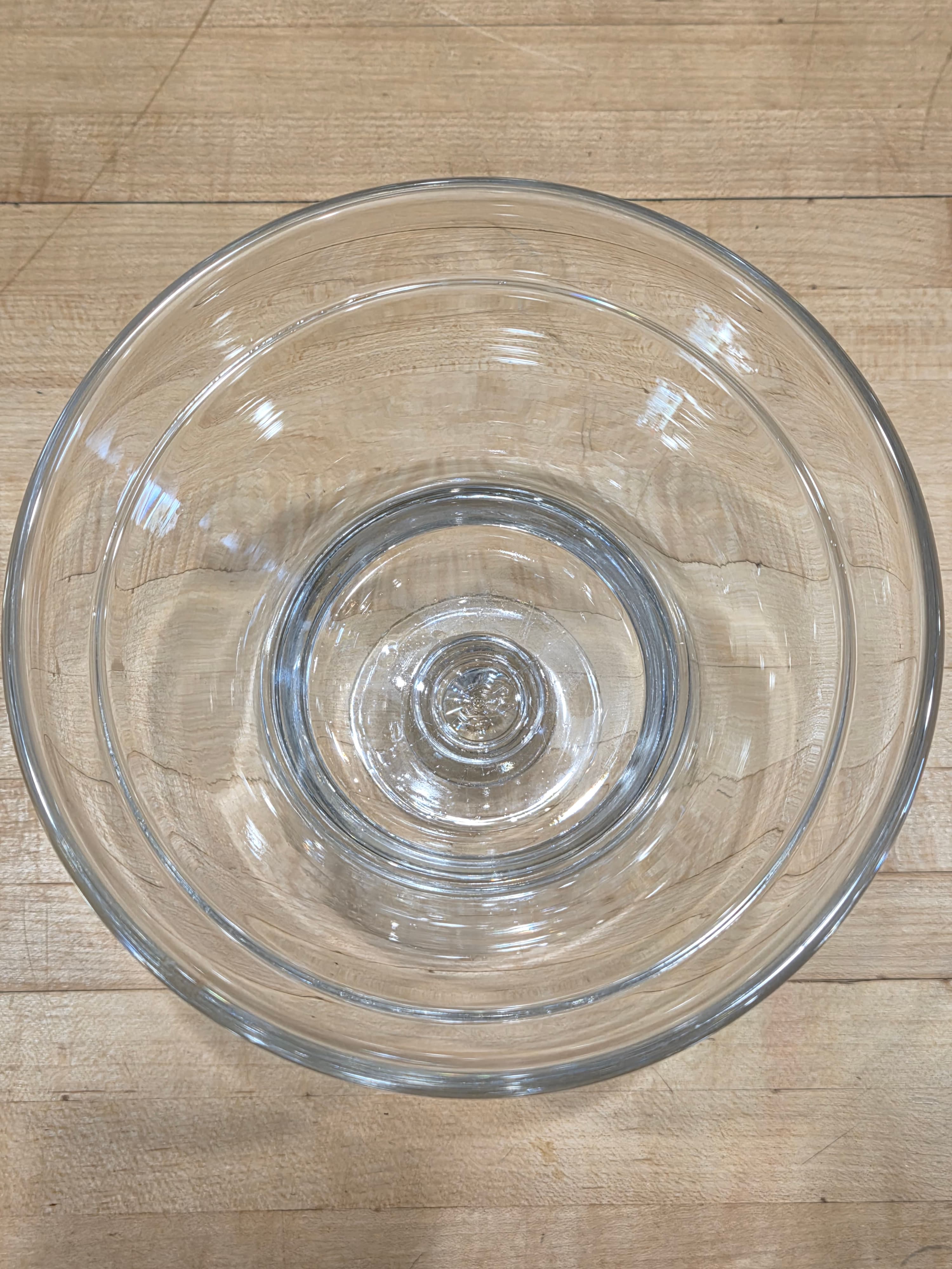 Vintage Mid Century Modern Clear Glass Covered Compote Ball Stem Lid - Thumbnail 3