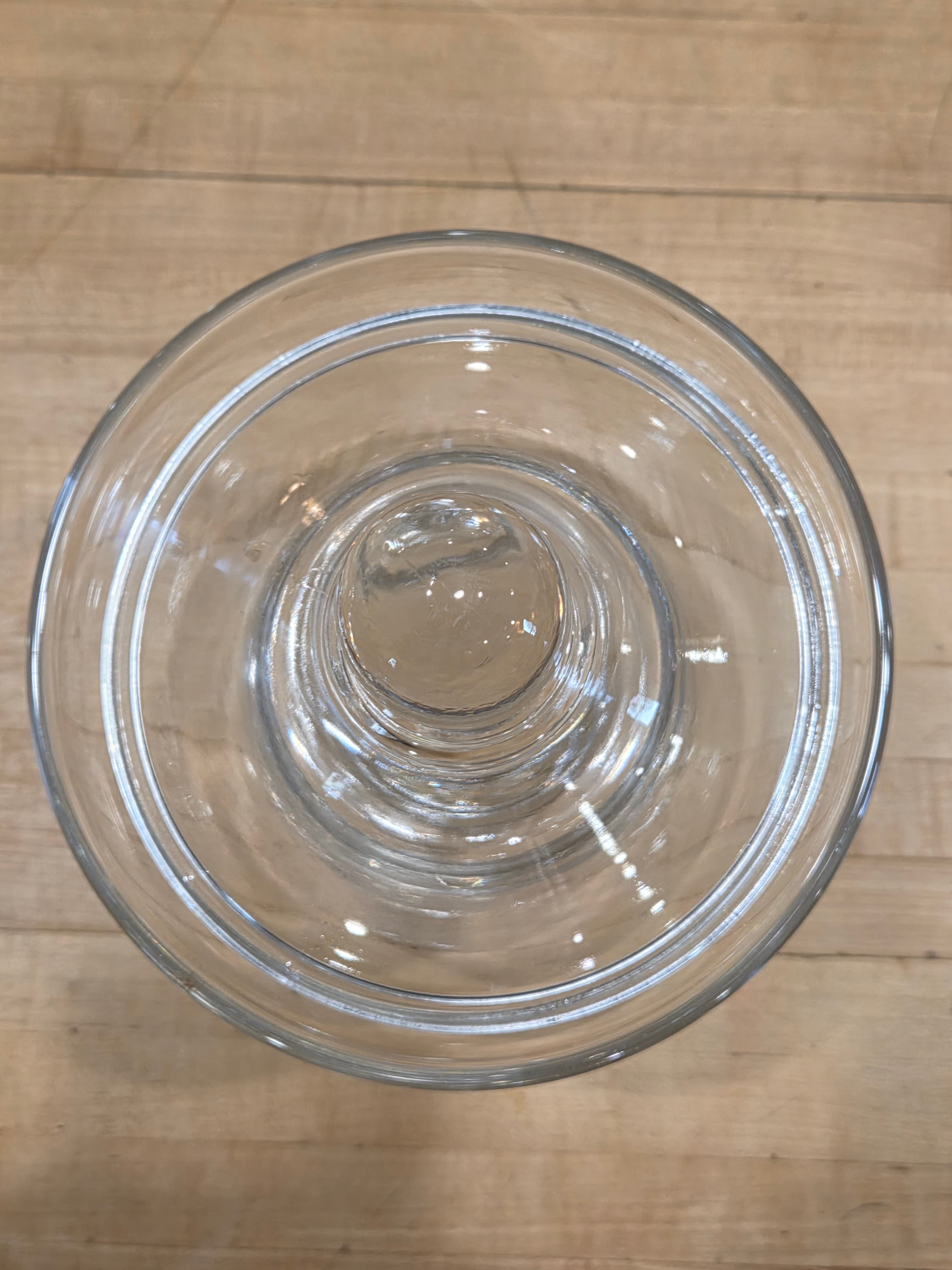 Vintage Mid Century Modern Clear Glass Covered Compote Ball Stem Lid - Thumbnail 4