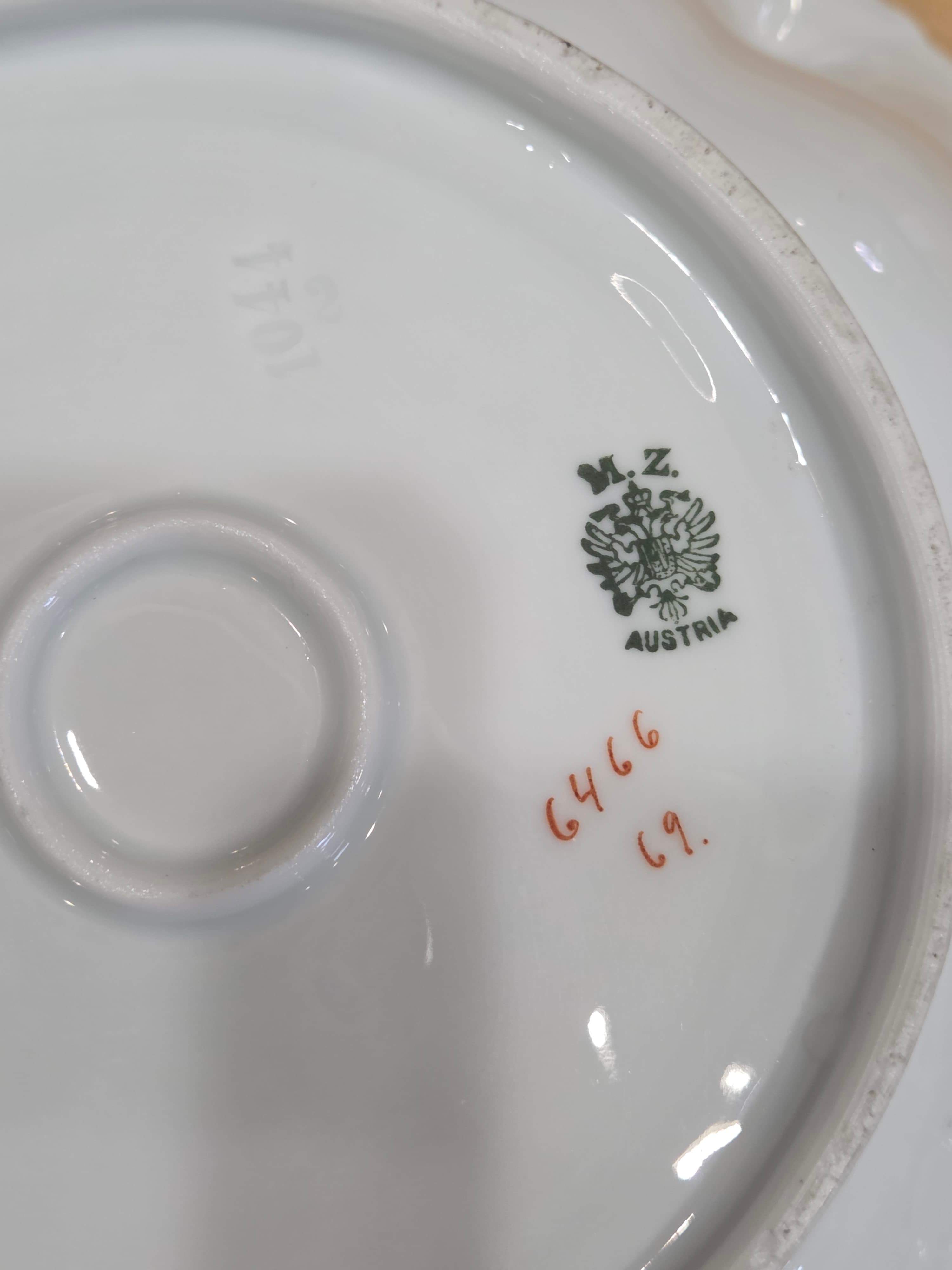 Antique MZ Austria Porcelain Berry Bowl Set Mold 1044 Moritz Zdekauer - Thumbnail 4