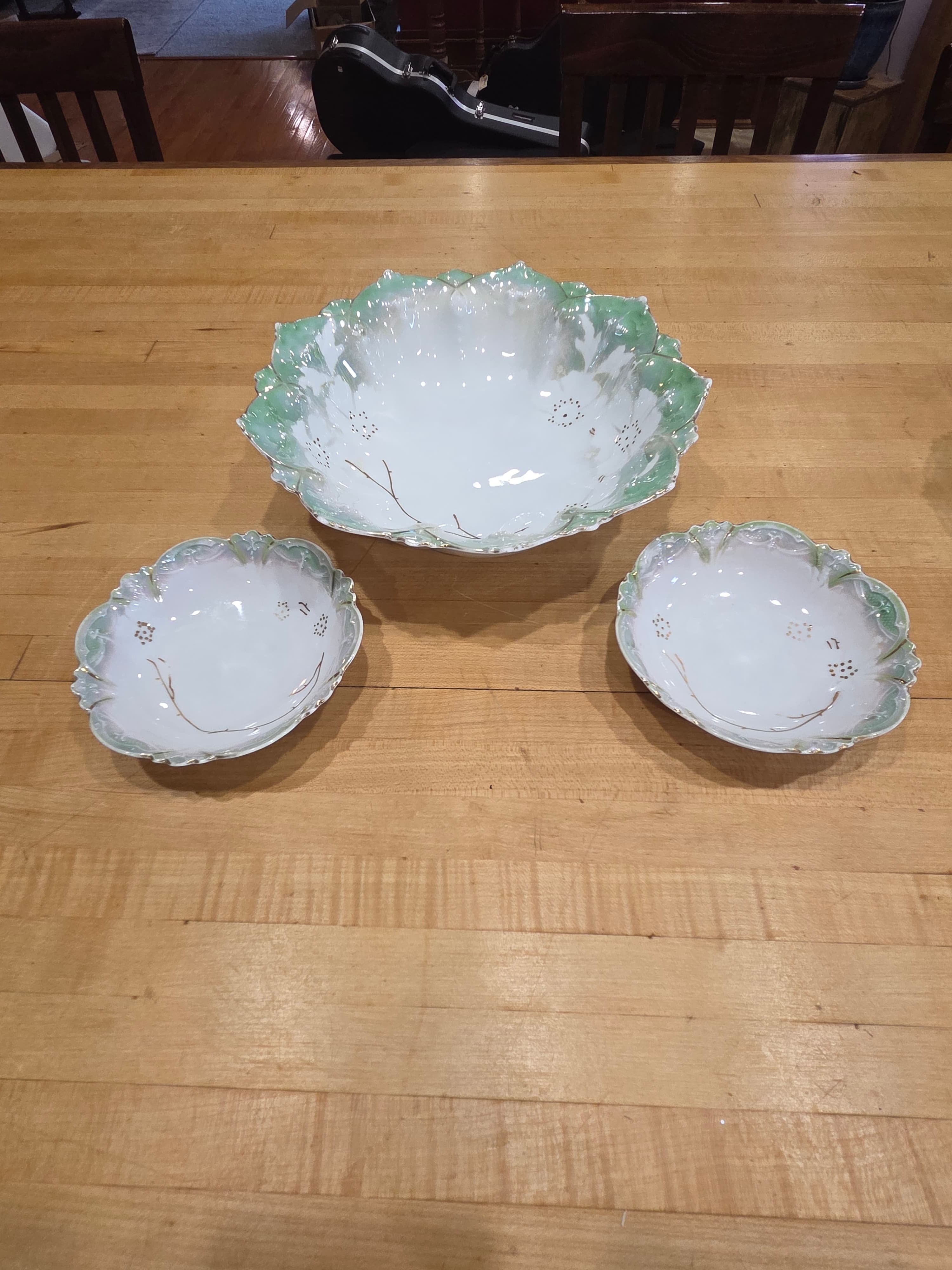 Antique MZ Austria Porcelain Berry Bowl Set Mold 1044 Moritz Zdekauer