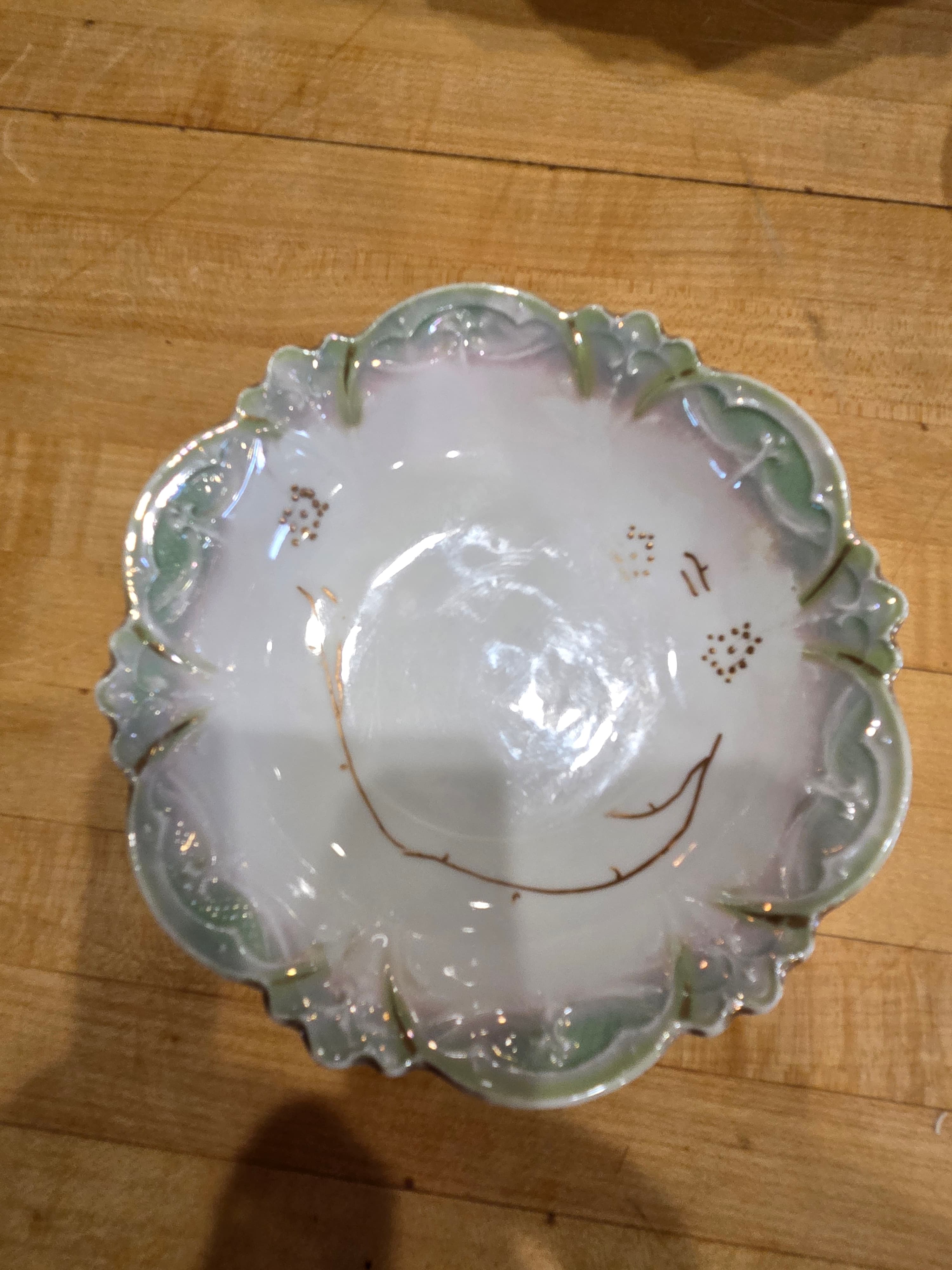 Antique MZ Austria Porcelain Berry Bowl Set Mold 1044 Moritz Zdekauer - Thumbnail 3