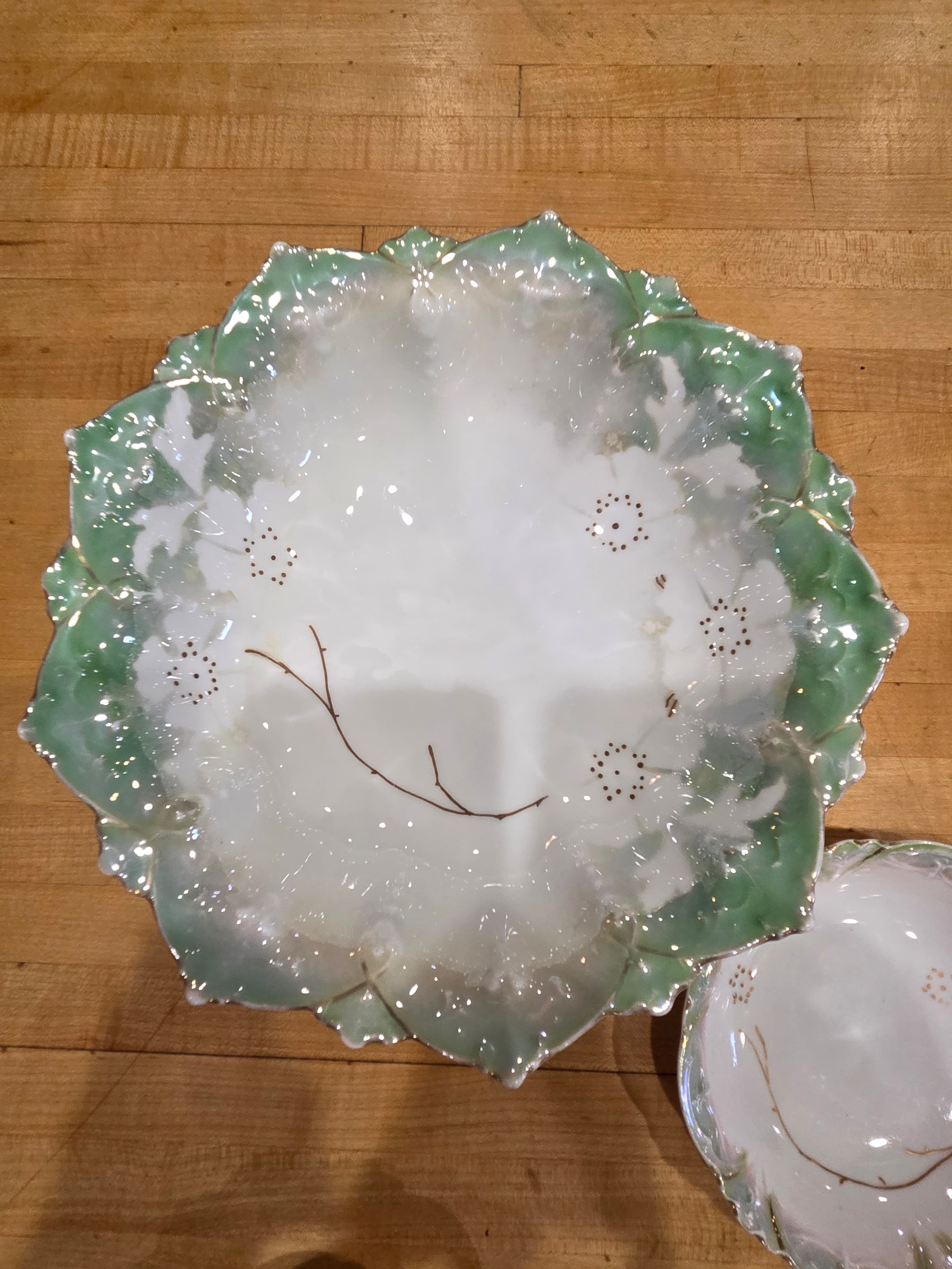 Antique MZ Austria Porcelain Berry Bowl Set Mold 1044 Moritz Zdekauer - Thumbnail 2