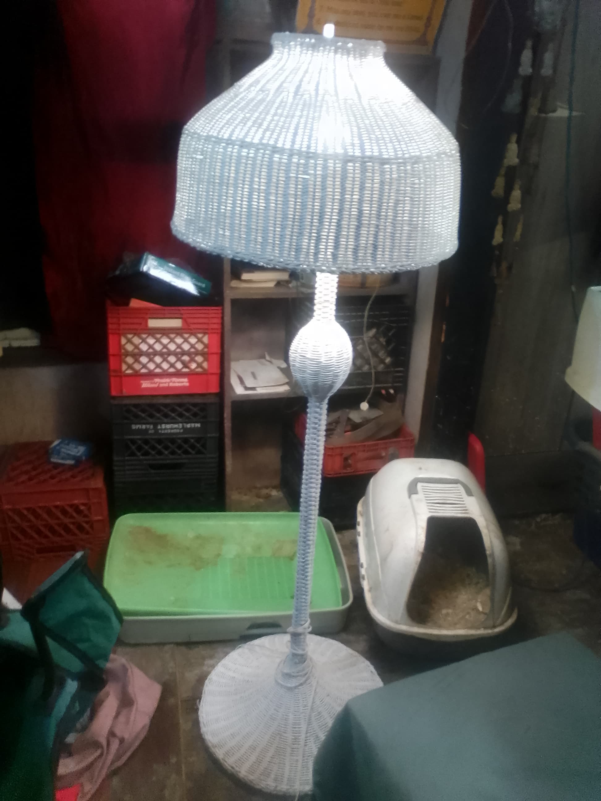 1960-1970's White Wicker floor lamp
