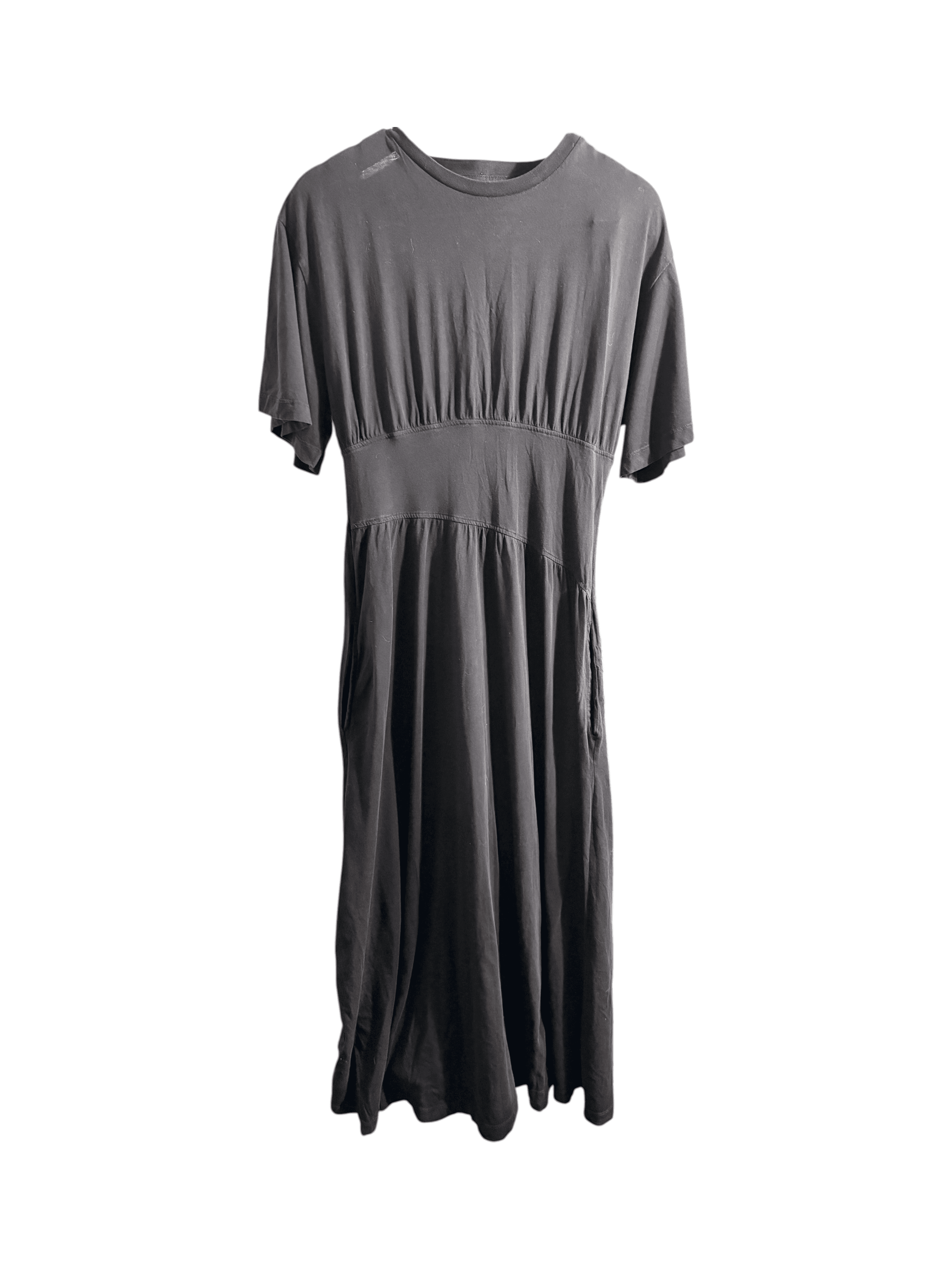 River Island | Black Cinched Waist Midi Tee Dress with Pockets | Size 14 - Thumbnail 3