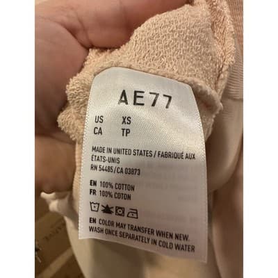 AE77 American Eagle Women Pink Cotton Crewneck Sweatshirt XS Made in USA NEW - Thumbnail 4