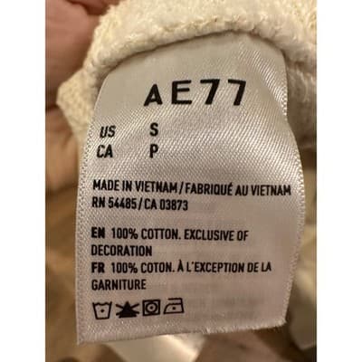 AE77 American Eagle Cream Oatmeal 100% Cotton Crewneck Sweatshirt Mens Small NEW - Thumbnail 3