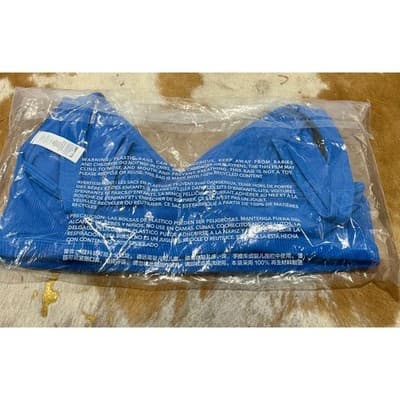 OFFLINE by Aerie Goals Ribbed V-Neck Sports Bra Blue Medium Support NWT L/G - Thumbnail 2