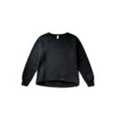 Alternative Black Sleeve Crew Neck Sweatshirt Raw Hem Pullover Top XL - Thumbnail 2