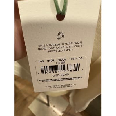 American Eagle Cream French Terry Crewneck Sweatshirt XS 063 3428 00006 1067-106 - Thumbnail 2