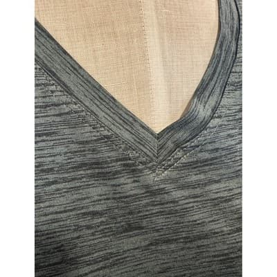Eddie Bauer FreeDry Gray Heathered V-Neck Short Sleeve Athletic Top Womens XL - Thumbnail 3