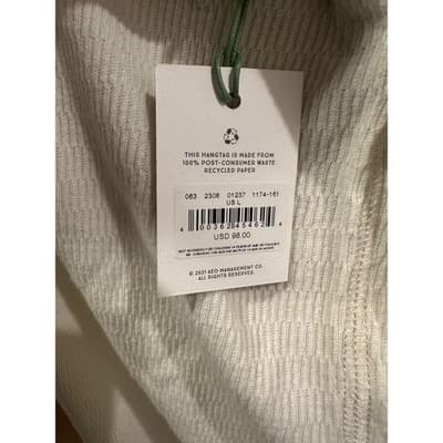 AE77 New York Mens Waffle Knit Thermal Long Sleeve Shirt Cream 1174-161 L NEW - Thumbnail 2