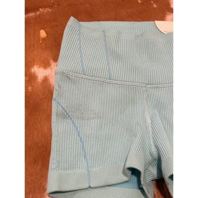 OFFLINE by Aerie Seamless Super Shortie Ribbed High Rise Shorts Aqua Blue XS 2" - Thumbnail 6