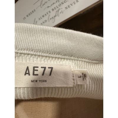 AE77 New York Mens Waffle Knit Thermal Long Sleeve Shirt Cream 1174-161 L NEW - Thumbnail 3
