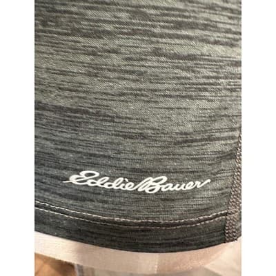 Eddie Bauer FreeDry Gray Heathered V-Neck Short Sleeve Athletic Top Womens XL - Thumbnail 4