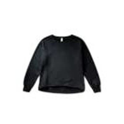 Alternative Black Sleeve Crew Neck Sweatshirt Raw Hem Pullover Top M - Thumbnail 2