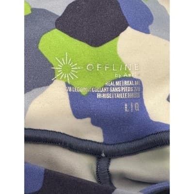 OFFLINE by Aerie Real Me 7/8 High Rise Crossover Leggings Blue Green Camo Large - Thumbnail 4