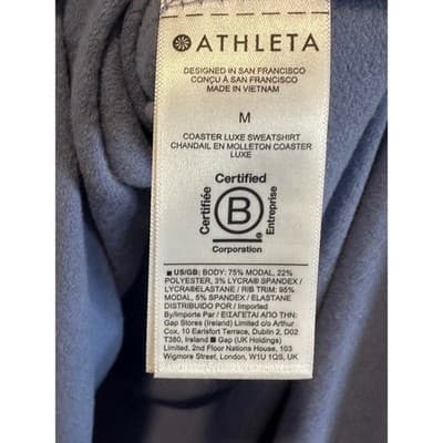 Athleta Coaster Luxe Sweatshirt Purple Crew Neck Thumbhole Pullover Medium NWT - Thumbnail 5