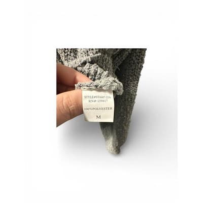Altar'd State Textured V Neck Sweater Womens Medium Gray Casual Cozy Pullover - Thumbnail 4