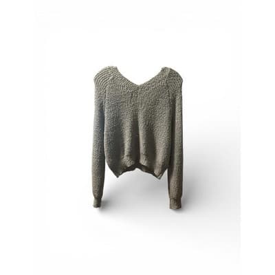 Altar'd State Textured V Neck Sweater Womens Medium Gray Casual Cozy Pullover - Thumbnail 2