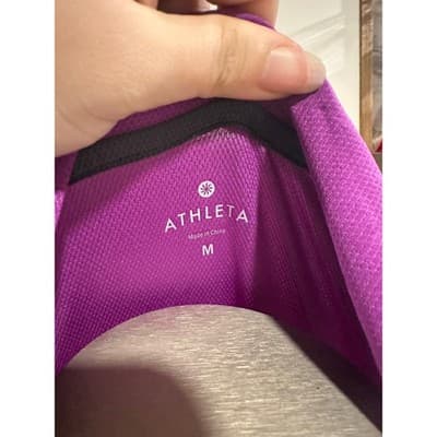 Athleta Womens Purple Sleeveless Polo Golf Tennis Shirt Ruched V-Neck 221180 M - Thumbnail 3