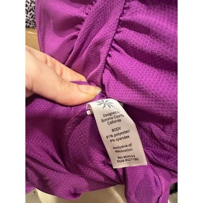 Athleta Womens Purple Sleeveless Polo Golf Tennis Shirt Ruched V-Neck 221180 M - Thumbnail 2