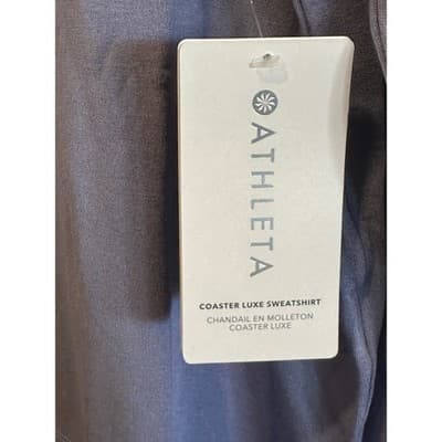 Athleta Coaster Luxe Sweatshirt Purple Crew Neck Thumbhole Pullover X Small NWT - Thumbnail 4