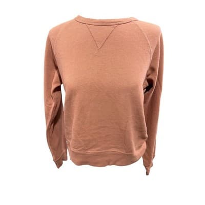 AE77 Women XS Terracotta French Terry Raglan Crewneck Sweatshirt Made in USA