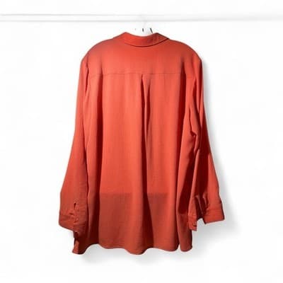 Chicos Orange Textured Button Front Shirt Women Size 2 - Thumbnail 2