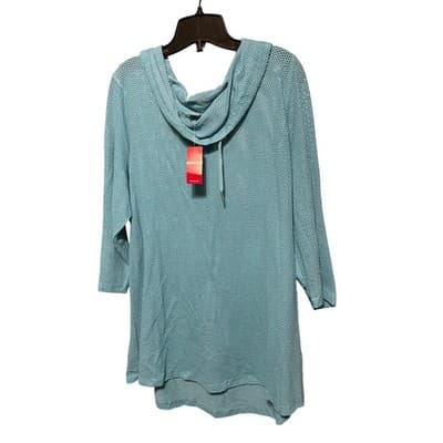 Avenue Leisure Womens Light Blue Mesh Glitter Hoodie Sweatshirt Size 14 16