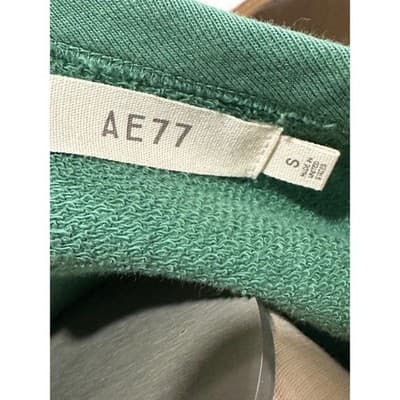 AE77 American Eagle Women Sage Green Cotton Crewneck Raglan Sweatshirt S NEW - Thumbnail 2