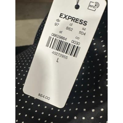 Express Gramercy Womens Polka Dot Cowl Neck Bodysuit Black White Large NWT - Thumbnail 4