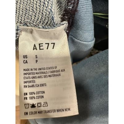 AE77 American Eagle Womens Cotton Raglan Sweatshirt Blue 1134-532 Size S NEW - Thumbnail 4