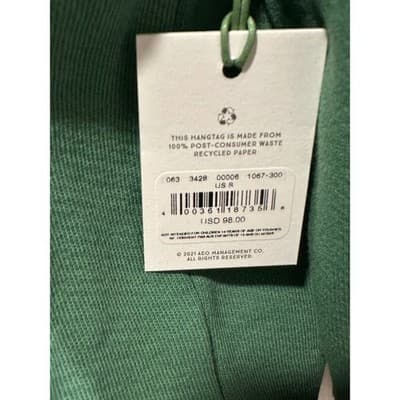 AE77 American Eagle Women Sage Green Cotton Crewneck Raglan Sweatshirt S NEW - Thumbnail 4
