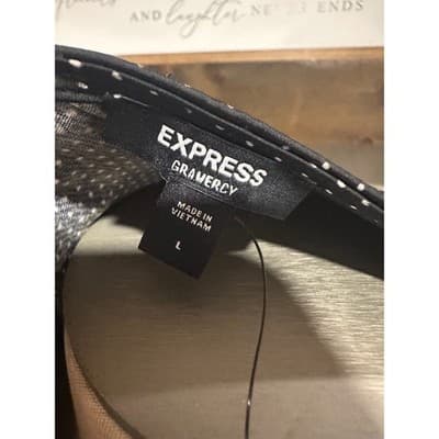 Express Gramercy Womens Polka Dot Cowl Neck Bodysuit Black White Large NWT - Thumbnail 3