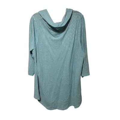 Avenue Leisure Womens Light Blue Mesh Glitter Hoodie Sweatshirt Size 14 16 - Thumbnail 2