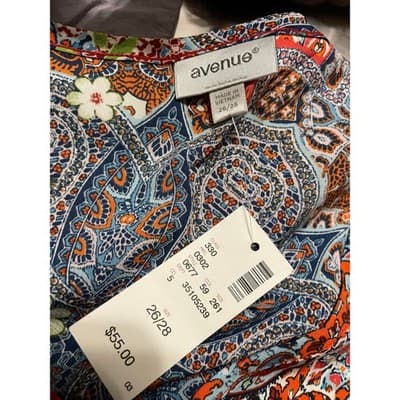 Avenue Plus Size 26 28 Tropical Floral Print V Neck Tunic Top Blouse - Thumbnail 3