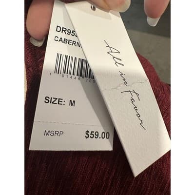 All in Favor Cabernet Red Plisse Pleated Twist Front Midi Dress NWT M - Thumbnail 2