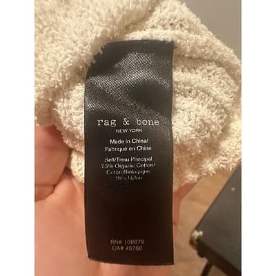 Rag Bone New York Cream Ribbed Knit Hoodie Sweater Size S Organic Cotton Nylon - Thumbnail 4