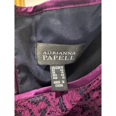 Adrianna Papell Purple Lace Sheath Dress Sleeveless Knee Length Women 10 - Thumbnail 2