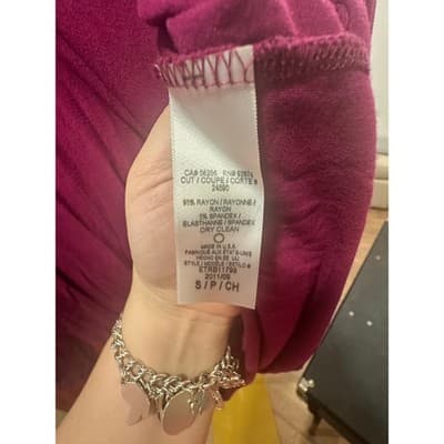 Ella Moss Women's Magenta Long Sleeve Ruffled Neck Button Up Top Size S - Thumbnail 4