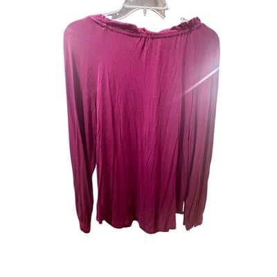Ella Moss Women's Magenta Long Sleeve Ruffled Neck Button Up Top Size S - Thumbnail 2