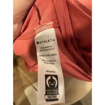 Athleta Womens Small Coral Pink Burnout Stripe Sleeveless Activewear Tank Top - Thumbnail 3