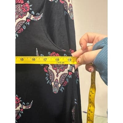 L&B Lucla & Blessed Black Skull Rose Print 3/4 Sleeve Dress Size Small - Thumbnail 4