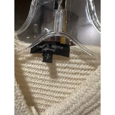 Rag Bone New York Cream Ribbed Knit Hoodie Sweater Size S Organic Cotton Nylon - Thumbnail 3