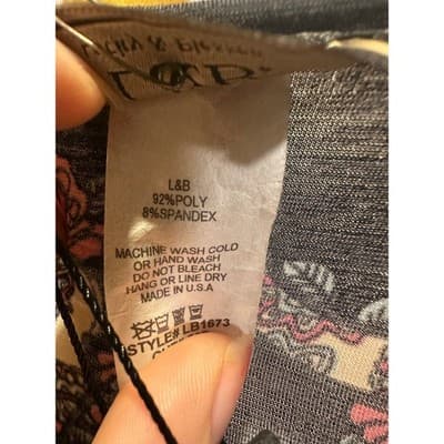 L&B Lucla & Blessed Black Skull Rose Print 3/4 Sleeve Dress Size Small - Thumbnail 3