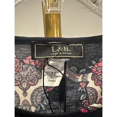 L&B Lucla & Blessed Black Skull Rose Print 3/4 Sleeve Dress Size Small - Thumbnail 2
