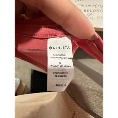 Athleta Womens Small Coral Pink Burnout Stripe Sleeveless Activewear Tank Top - Thumbnail 2