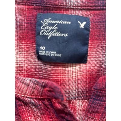 American Eagle Outfitters Women's Red Plaid Button Down Shirt Size 10 - Thumbnail 2