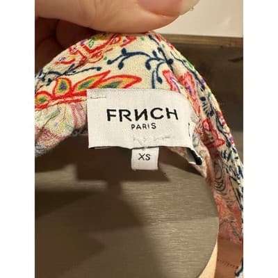 FRNCH Paris Paisley Print Band Collar Viscose Blouse XS Made in Italy FI22-02 - Thumbnail 2